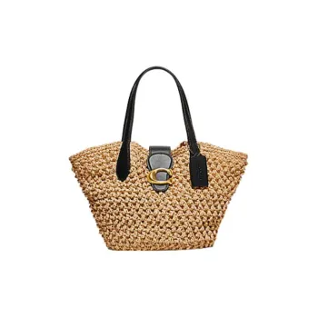 COACH Cellulose Material Tote Bag, Shopping Bag, Shoulder Bag, Handbag Medium Size Women's Brass