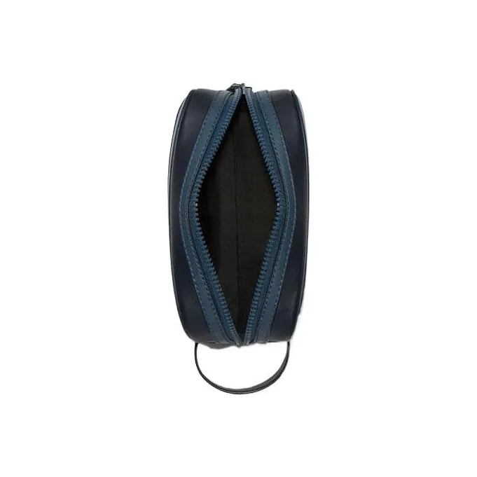 COACH Travel Kit Smooth Finish Calfskin Clutch Small Size Men's Bronze Hardware Gray & Sky Blue-4