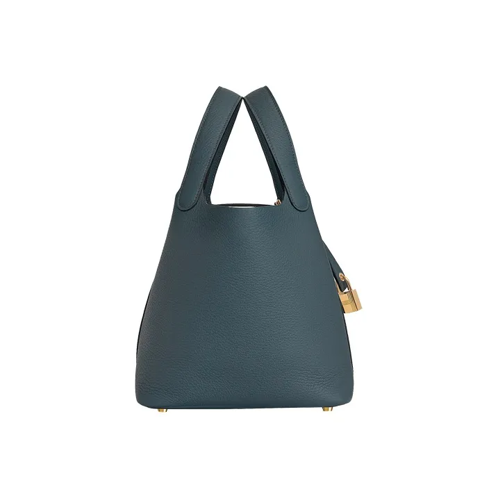 HERMES Picotin Lock Little Bull Leather Basket Bag Handbag Bucket Bag Women's Y7 Bleu Orage Hurricane Blue-1