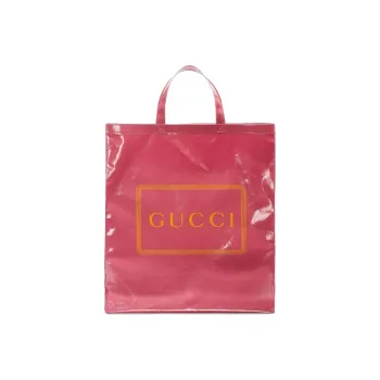 GUCCI Coated Cotton Fabric Tote Bag Shopping Bag Handbag Medium Size Unisex Pink