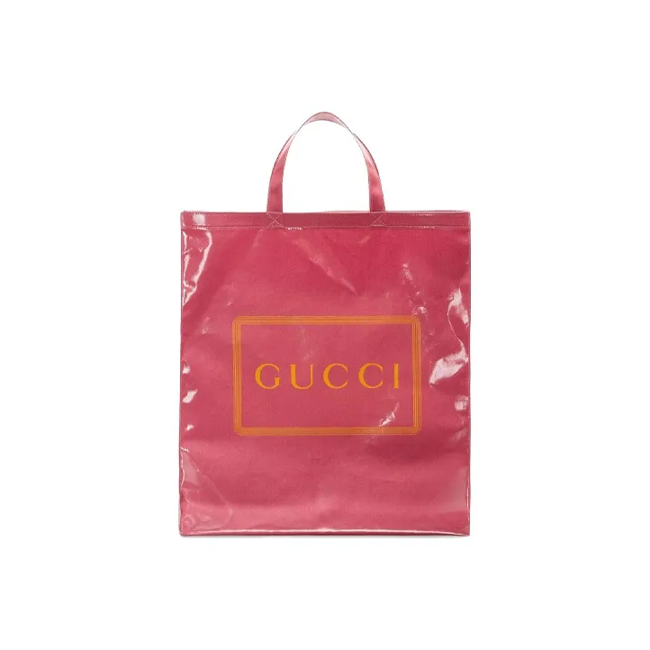 GUCCI Coated Cotton Fabric Tote Bag Shopping Bag Handbag Medium Size Unisex Pink-0