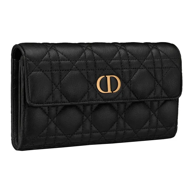 DIOR Calfskin Wallet Women's Black-2