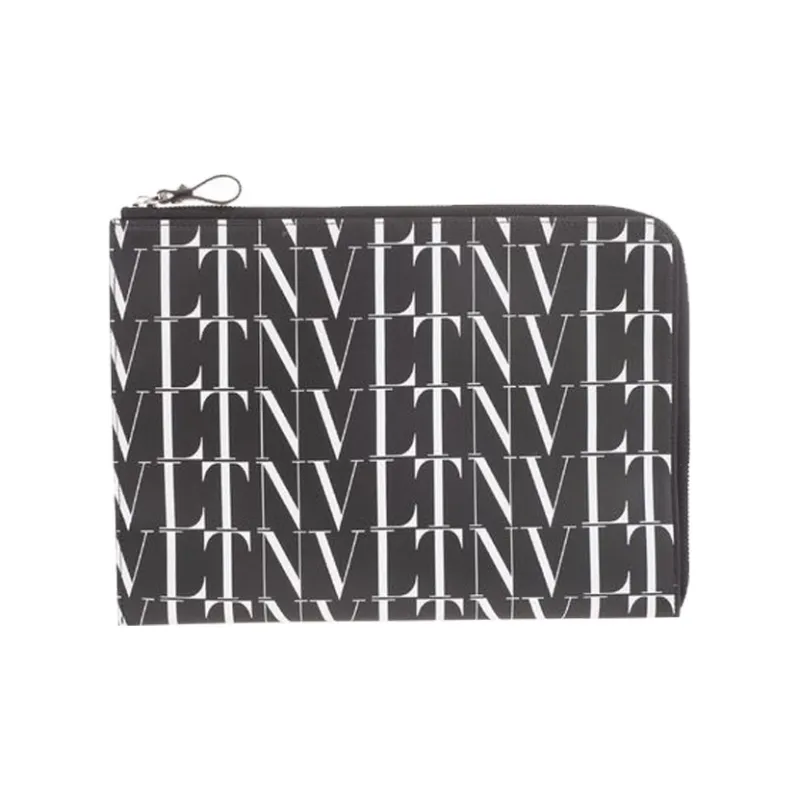 Valentino Leather Clutch Regular Men's Black White-0