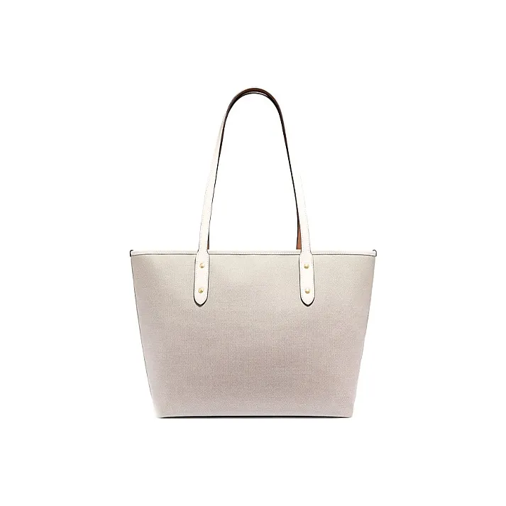 COACH City Zip Tote Fabric With Cow Leather Tote Bag Shopping Bag Handbag Shoulder Bag Women's Pure White-2