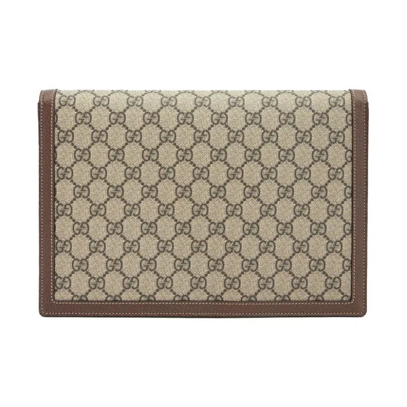 GUCCI Cow Leather Envelope Bag Clutches Regular Men's Ebony/Brown-2