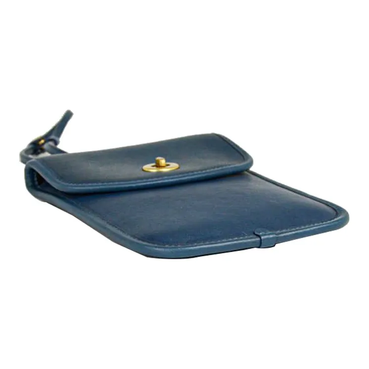 COACH Turnlock Cow Leather Crossbody Bags Cell Phone Pouch Men's Turquoise-3