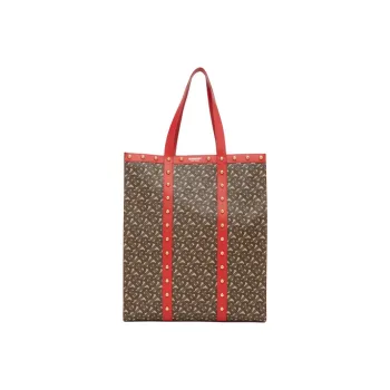 Burberry Canvas Tote Bag Shopping Bag Handbag Unisex Red