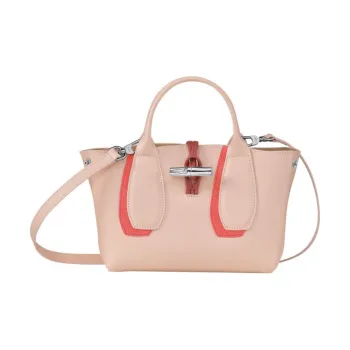 LONGCHAMP Roseau Cow Leather Big Bag Crossbody Bag Handbag Small Size Women's Pink Patch Red