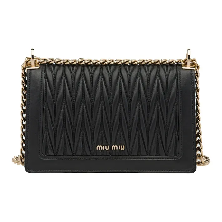 MIU MIU Confidential Sheepskin Envelope Bag, Crossbody Bag, Shoulder Bag Women's Black-2