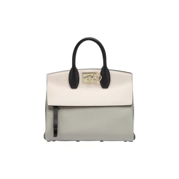 FERRAGAMO Studio Collection Cow Leather Crossbody One Shoulder Handbags Small Size Women's Light Gray