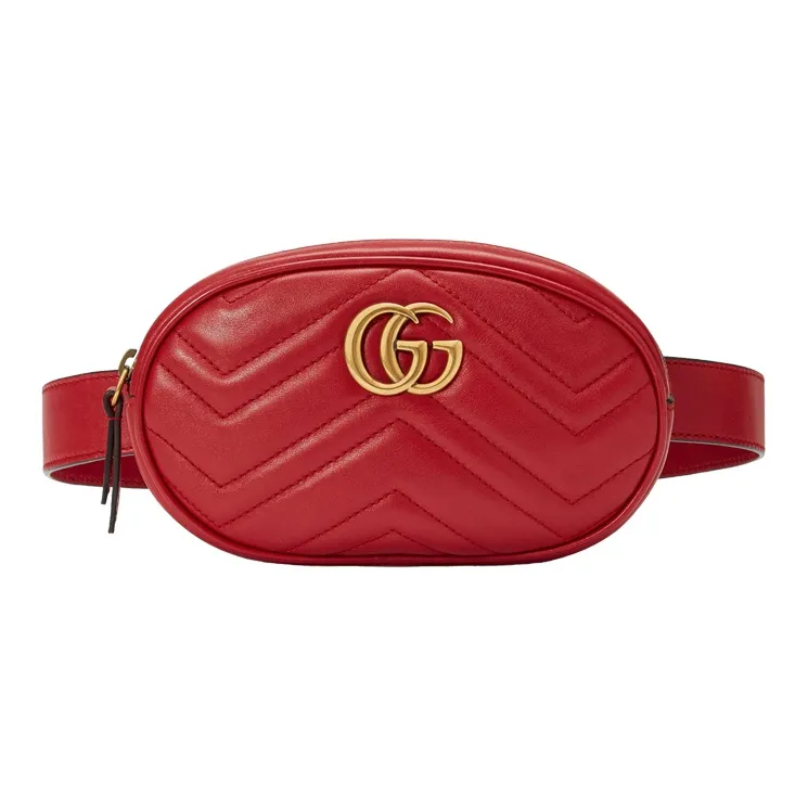 GUCCI GG Marmont Leather Sling Bag Fanny Pack Women's Red-0