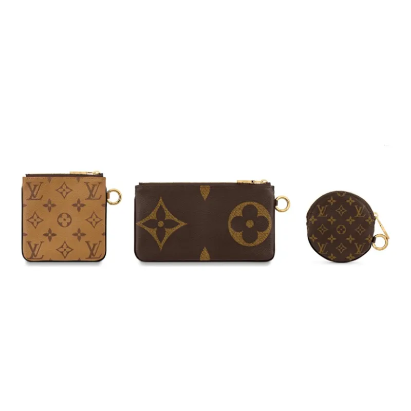 LOUIS VUITTON Trio Pouch Monogram Giant/Reverse/Mini Brown-3