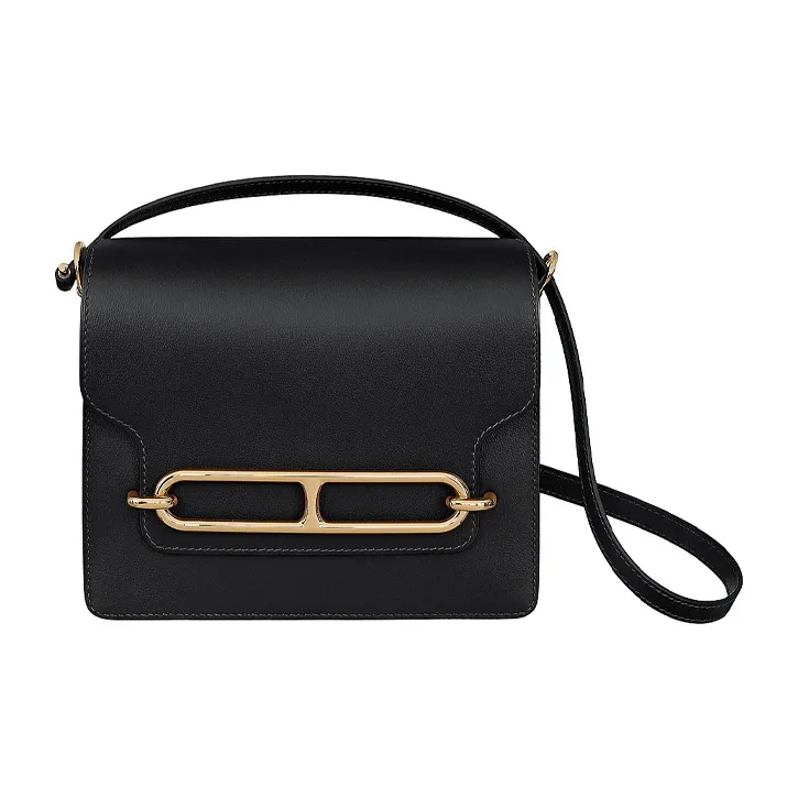 HERMES Roulis Allegretto Leather Pig Nose Crossbody Bag Shoulder Bag Unisex Noir Black-0