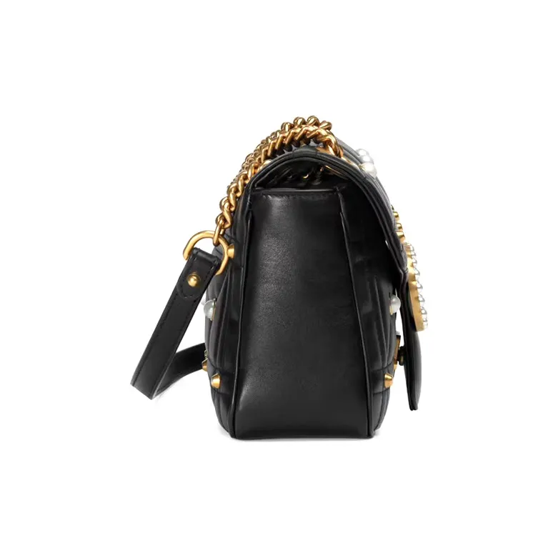 GUCCI GG Marmont Quilted Leather Crossbody Bag, Shoulder Bag Women's Black-2