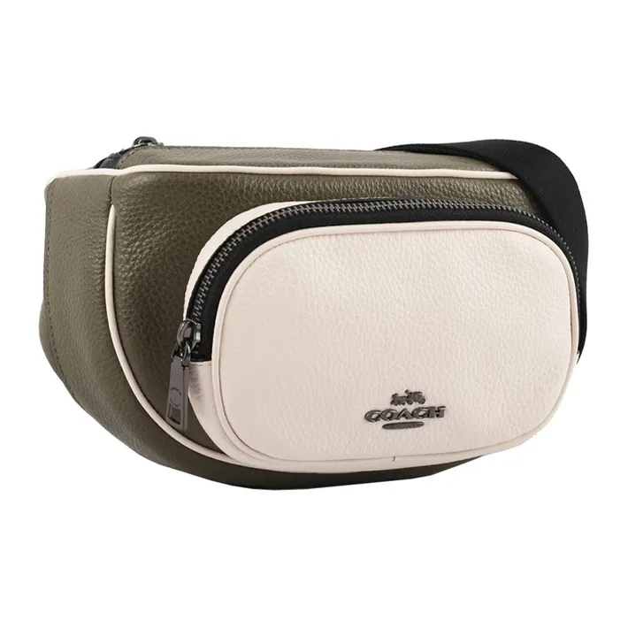 COACH Leather Sling Bag, Fanny Pack Regular Unisex White & Jasper-1