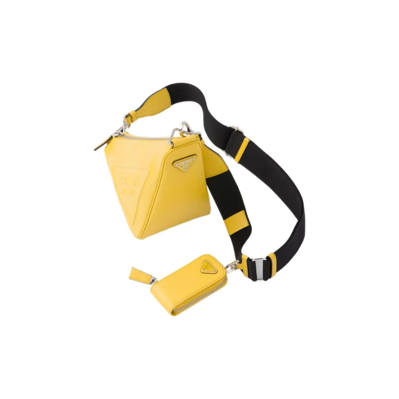 PRADA Leather Shoulder Bag Crossbody Bag Women's Sunlight Yellow-2