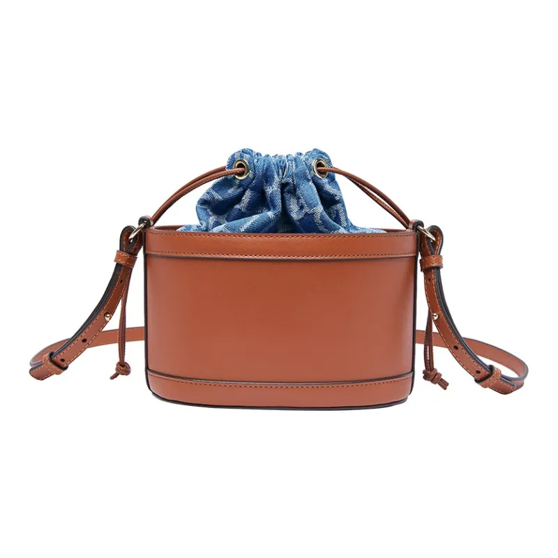 Laurence & Chico Cotton Bucket Bag Crossbody Bag Medium Size Women's Light Blue/navy-2