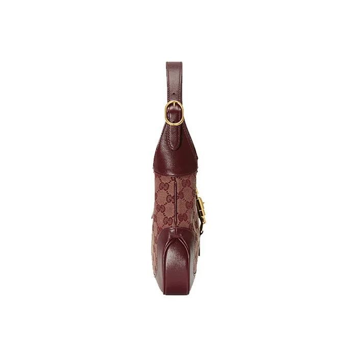 GUCCI Jackie 1961 Canvas With Leather Trim Crescent Shoulder Bag Shoulder Bag Women's Burgundy-3