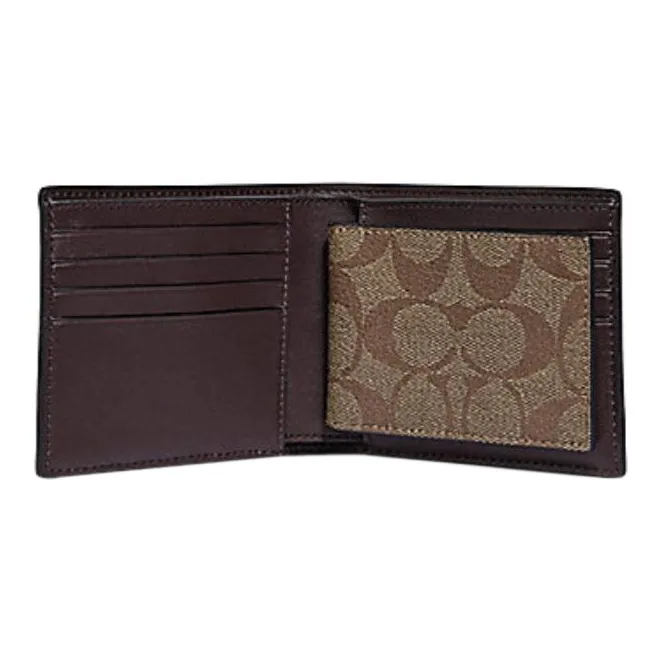 COACH X Star Wars 3 IN 1 Wallet Calfskin With Canvas Wallet Men's Ox Blood Red/Brown-1