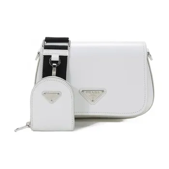 PRADA Leather Crossbody Bag, Shoulder Bag Women's White