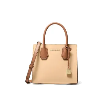 MICHAEL KORS Mercer Cow Leather Trunk Bag, Handbag, Shoulder Bag, Crossbody Bag Medium Size Women's Camel