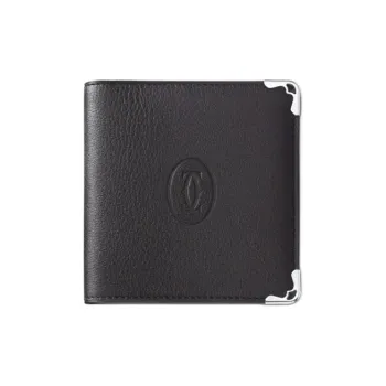 CARTIER Cow Leather Wallets Card Holders Men's Black