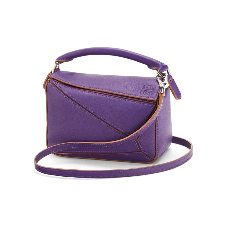LOEWE Puzzle Classic Calfskin Geometric Bag Puzzle Bag Portable Crossbody Bag Shoulder Bag Women's Purple-1