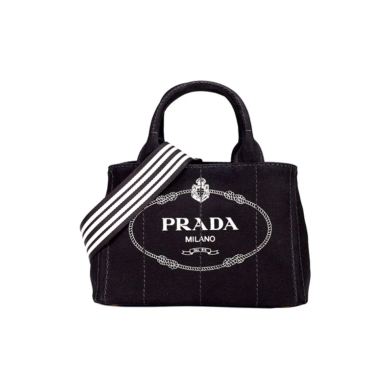 PRADA Canvas One Shoulder Crossbody Canvas Bag, Handbag Women's Black-0