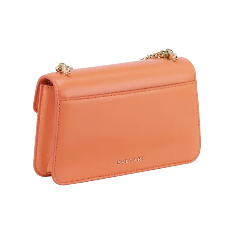 BVLGARI Calfskin Chunky Chain One Shoulder Clutch Handbag Women's Pink-2