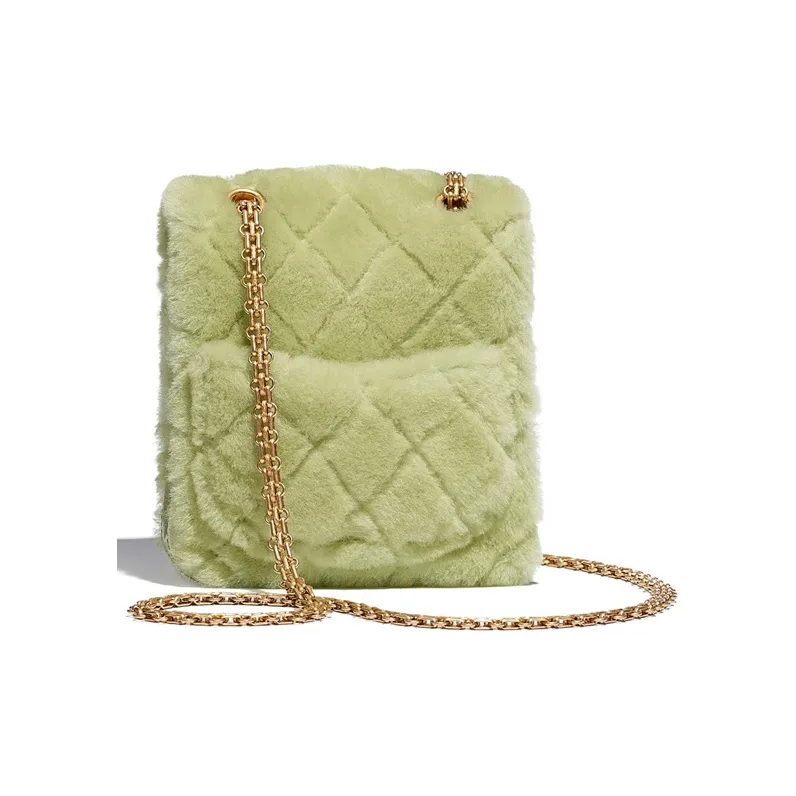 CHANEL 2.55 Shearling Lambskin One Shoulder, Crossbody Bag Women's Green-1