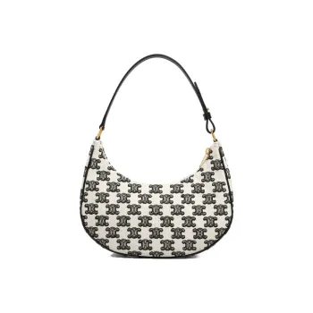 CELINE Cow Leather Handbag One Shoulder Bag Women's Black