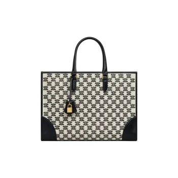 CELINE Cabas Fabric Tote Bag Shopping Bag Handbag Women's Black
