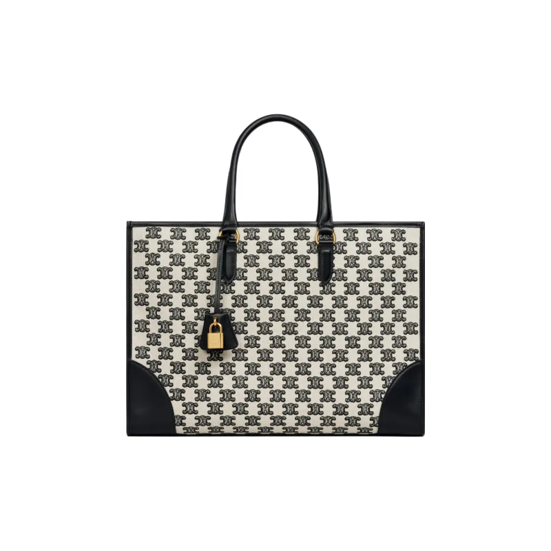 CELINE Cabas Fabric Tote Bag Shopping Bag Handbag Women's Black-0