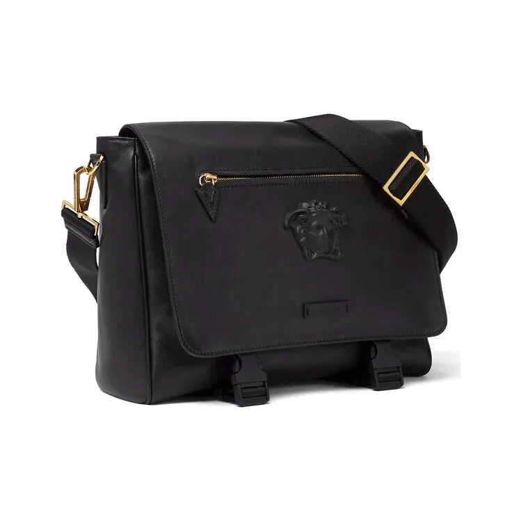 VERSACE La Medusa Cow Leather Messenger Bag Shoulder Bag Crossbody Bag Men's Black-1