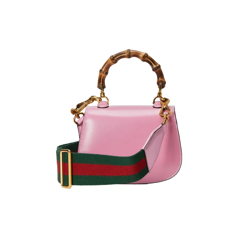 GUCCI Bamboo 1947 Leather Bamboo Bag Handbags Shoulder Bags Mini Women's Pink-2