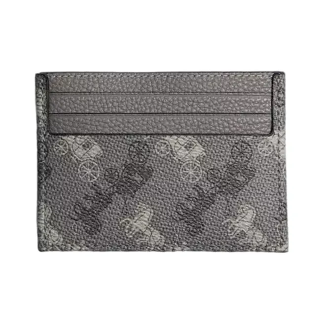 COACH Card Case Leather Storage Money Clip Card Holder Card Wallet Men's Gray-1