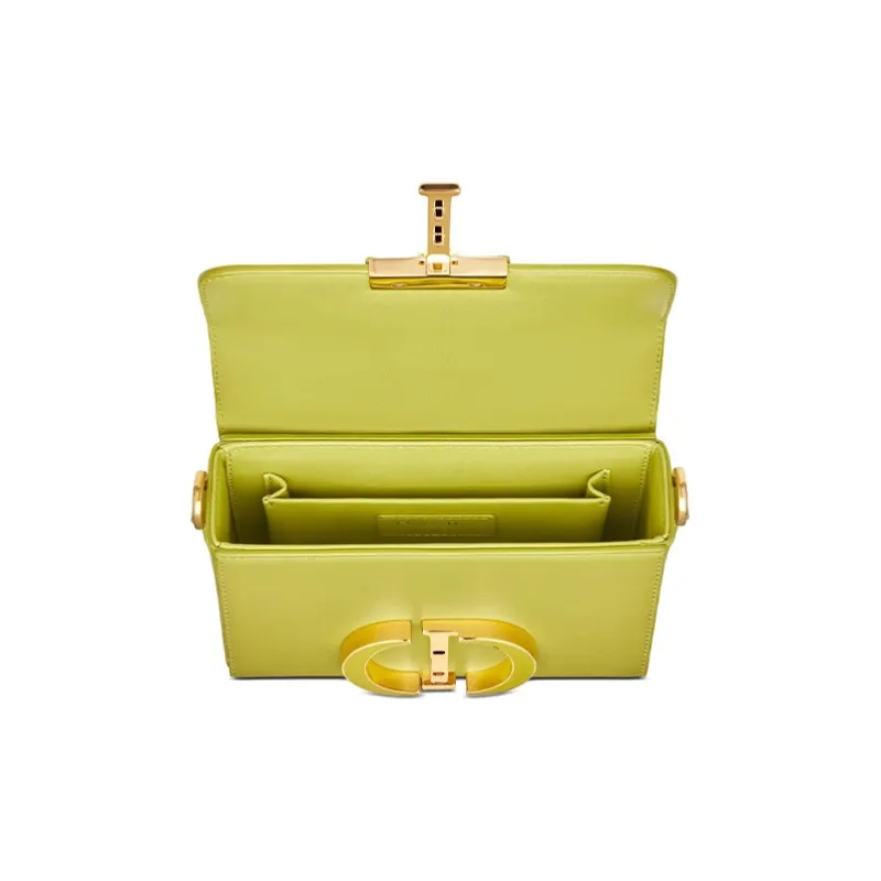 DIOR 30 Montaigne Cow Leather Crossbody Bag, Shoulder Bag Women's Green Yellow-2