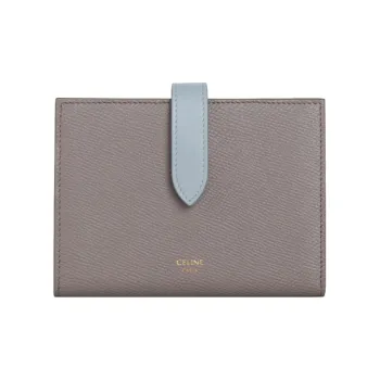 CELINE Grained Calfskin Wallet Medium Size Women's Egg Stone Gray/Mineral Stone Color