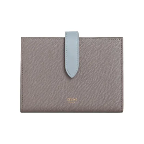 CELINE Grained Calfskin Wallet Medium Size Women's Egg Stone Gray/Mineral Stone Color