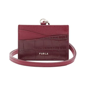 Furla Leather Card Holder Unisex Red