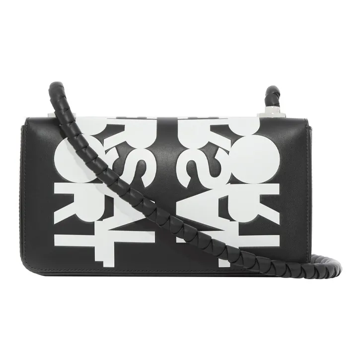 Burberry Cow Leather Small Square Bag Shoulder Bag Crossbody Bag Men's Black/White-2