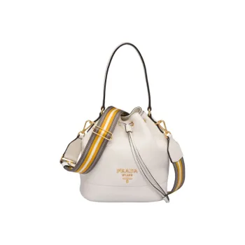 PRADA Saffiano Leather Bucket Bag Handbag Shoulder Bag Crossbody Bag Women's White