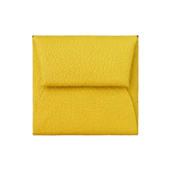 HERMES Bastia Mysore Goat Skin Card Holder, Coin Purse Women's Naples Yellow