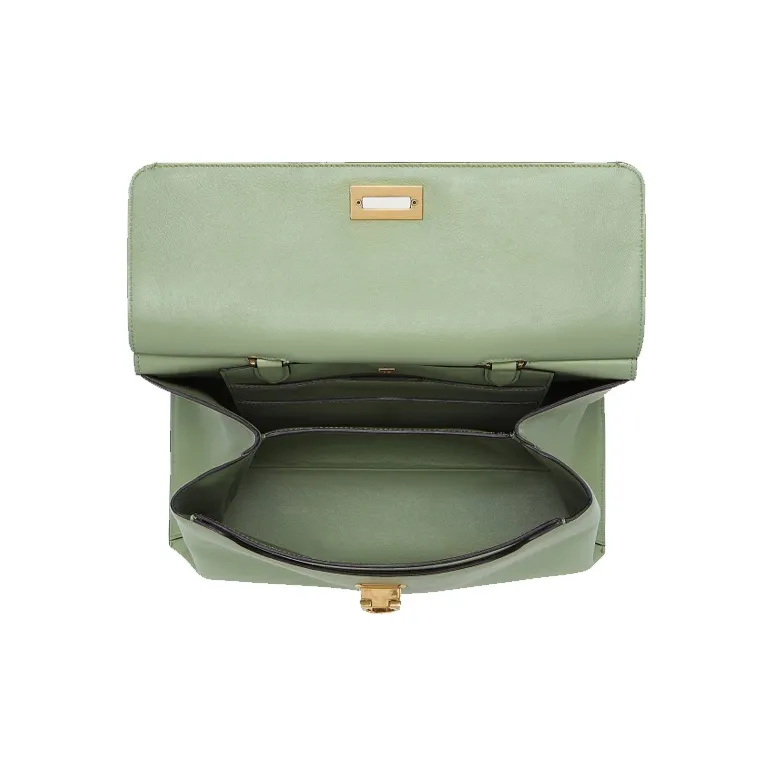 FERRAGAMO Trifolio Cow Leather Handbag Medium Size Women's Light Bright Green-3