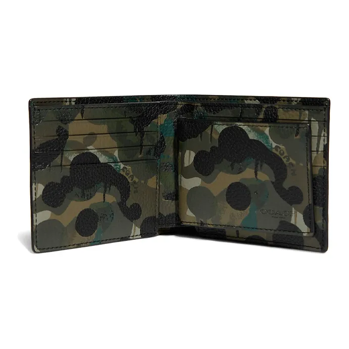 COACH 3 IN 1 Wallet Pebbled Leather 3-in-1 Wallets Men's Camouflage Green-1