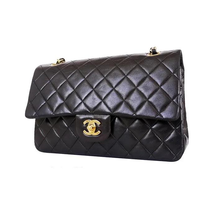 CHANEL Lambskin Flap Bag, Crossbody Bag, Shoulder Bag Extra Large Unisex Black-1