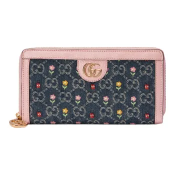GUCCI Ophidia Canvas With Leather Canvas Bag Wallet Women's Blue/Pink/Multicolor