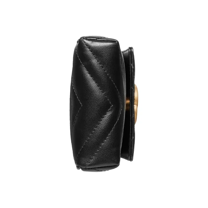 GUCCI Marmont Quilted Leather Shoulder Bag, Handbag, Cell Phone Pouch Women's Black-6