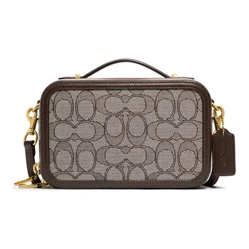 COACH Alie Canvas Leather Box Bag Camera Bag Handbag Shoulder Bag Crossbody Bag Fanny Pack Mini Women's Brown Monogram