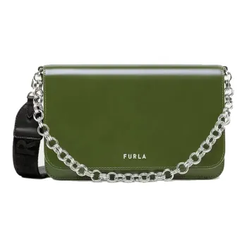 Furla Splendida Leather Hobo Shoulder Bag, Crossbody Bag Small Size Women's Ivy Green